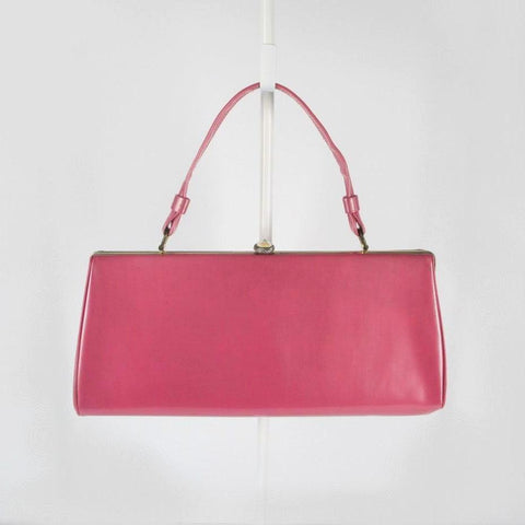 Vintage 60's Glossy Patent Pink Clutch Purse Handbag