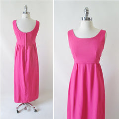 Vintage 60's Hot Pink Formal Maxi Dress S - Bombshell Bettys Vintage
