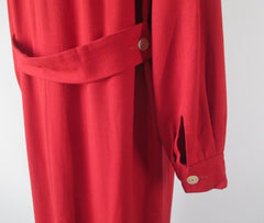 Vintage 60s Red Linen Car Coat Jacket - Bombshell Bettys Vintage