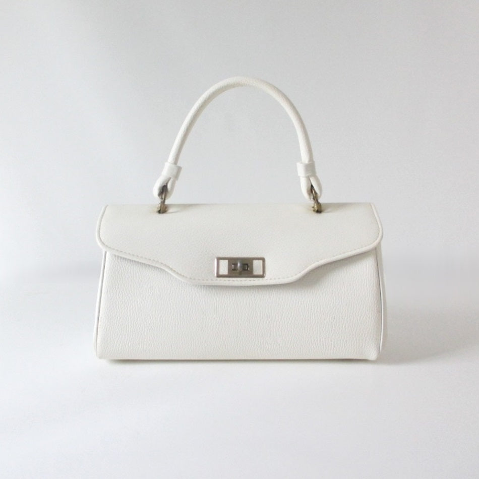 Vintage 60's White Top Handle Handbag Bag - Bombshell Bettys Vintage
