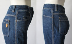 Vintage 70's Yves Saint Laurent YSL High Waist Indigo Denim Jeans S - Bombshell Bettys Vintage