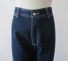 Vintage 70s Blue White Stitch Pocket Jordache Blue Jeans S - Bombshell Bettys Vintage