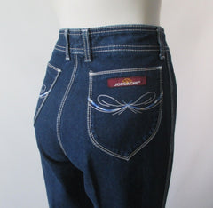 Vintage 70s Blue White Stitch Pocket Jordache Blue Jeans S - Bombshell Bettys Vintage