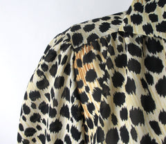 Vintage 70's Semi Sheer Leopard Blouse Top M - Bombshell Bettys Vintage