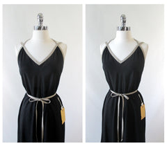 Vintage 70's Black & Tan Backless Dress New / Old Stock M - Bombshell Bettys Vintage