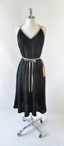 Vintage 70's Black & Tan Backless Dress New / Old Stock M
