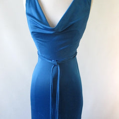 Vintage 70's Eletric Blue Goddess Party Gown XS • As Found - Bombshell Bettys Vintage