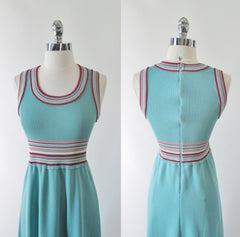 Vintage 70's Striped Tank Knit Maxi Dress M - Bombshell Bettys Vintage