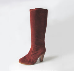 Vintage 70's Cinnamon Suede laether Knee High Boots & Original Box 8.5 - Bombshell Bettys Vintage
