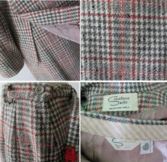 Vintage 70s Seaton Hall Houndstooth Plaid Stripe 3 Piece Suit M - Bombshell Bettys Vintage