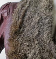 Vintage 70's Red Oxblood Fur Collar Leather Jacket M - Bombshell Bettys Vintage