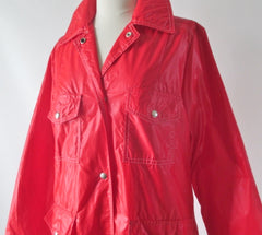 Vintage 70s Pearlized Red MOD Raincoat / Windbreaker Jacket M - Bombshell Bettys Vintage
