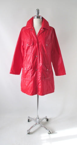 Vintage 70s Pearlized Red MOD Raincoat / Windbreaker Jacket M