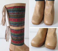 Vintage 70's Southwestern Fringe Leather Campus Boots 9 M - Bombshell Bettys Vintage