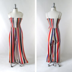 Vintage 70s Striped Terry Cloth Jumpsuit M - Bombshell Bettys Vintage