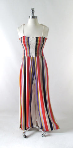 Vintage 70s Striped Terry Cloth Jumpsuit M