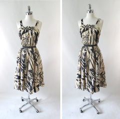 Vintage 70's Bamboo Print Summer Sundress Dress - Bombshell Bettys Vintage