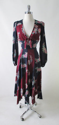 • Vintage 70's Floral Rayon Day Dress S