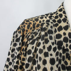 Vintage 70s 80s Leopard Print Blouse Top XL