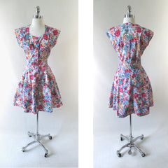 Vintage 90's Floral Button Up Mini Dress - Bombshell Bettys Vintage