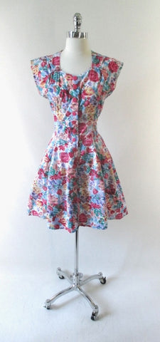 Vintage 90's Floral Button Up Mini Dress