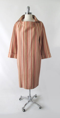 Vintage Halston III Striped Avant Garde Silk Dress M