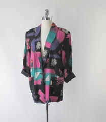 Vintage 80's New Wave Abstract Oversized Blazer XL - Bombshell Bettys Vintage