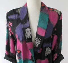 Vintage 80's New Wave Abstract Oversized Blazer XL - Bombshell Bettys Vintage