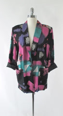 Vintage 80's New Wave Abstract Oversized Blazer XL - Bombshell Bettys Vintage