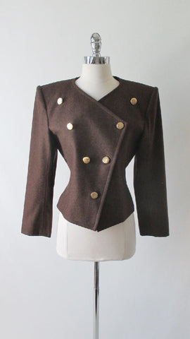 • Vintage 80's Yves Saint Laurent Diffusion Military Origami Wool Jacket M