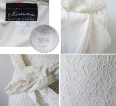 Vintage 80's / 90's Antique White Lace Fringe Bodycon Dress M - Bombshell Bettys Vintage