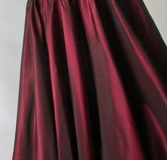 Vintage 80's / 50's Style Deep Red Velvet Sharkskin Taffeta Full Skirt Party Dress L - Bombshell Bettys Vintage