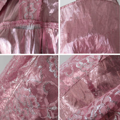 Vintage 80's Shimmering Pink Lace Renaissance Party Dress / Gown S - Bombshell Bettys Vintage