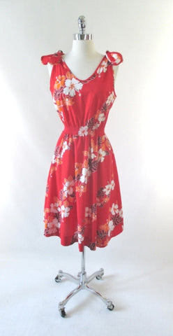 • Vintage 80's Tie Top Hawaiian Sundress Dress M