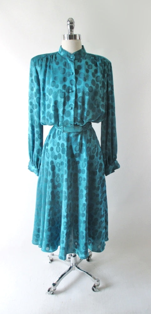 Vintage 80's Diane Von Fürstenberg Turquoise Dress L - Bombshell Bettys Vintage