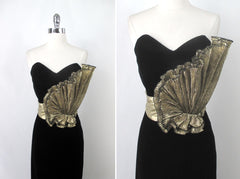 Vintage 80s Strapless Avant-garde Evening Gown / Party Dress L