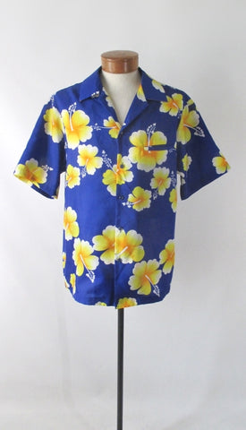 Mens Vintage 80s Hilo Hattie Hawaiian Shirt L