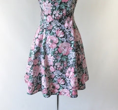 Vintage 80s Off The Shoulder Floral Mini Dress M - Bombshell Bettys Vintage