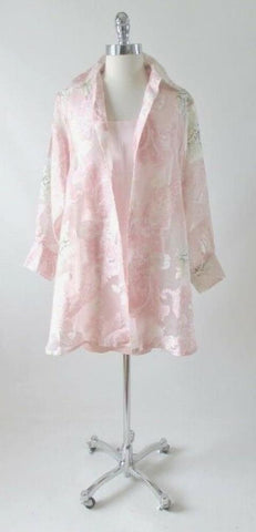 Vintage Sheer Paris Pink 90's Floral Blouse Overshirt Top Shirt One Size