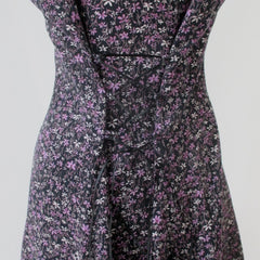 Vintage 90s Grunge Purple Flower Pearl Button Mini Dress M