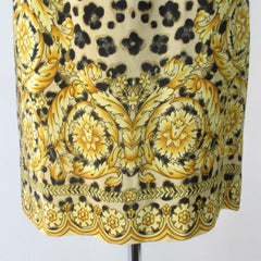 Vintage 90s Silk Baroque Scarf Leopard Dress S