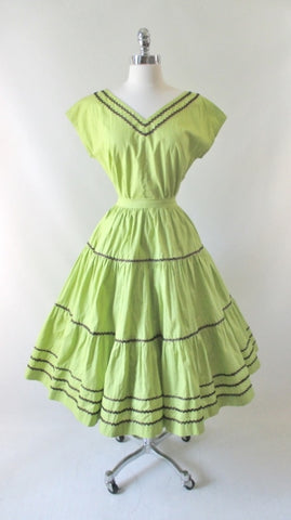 Vintage 50's Chartreuse Squaw Patio Skirt & Top Set M