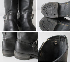 Vintage Engineer Black Leather Boots / Motorcycle 8.5 - Bombshell Bettys Vintage