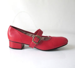 Vintage 60's Red Patent Mary Jane Square Dance Shoes In Box 8 1/2 - Bombshell Bettys Vintage
