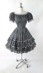 vintage 50s 60s black white dolly square dance full circle skirt dress gallery